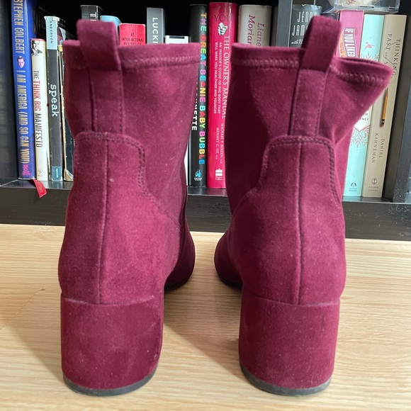 Aldo Burgundy Suede Ankle Sock Boots - Picture 4 of 8